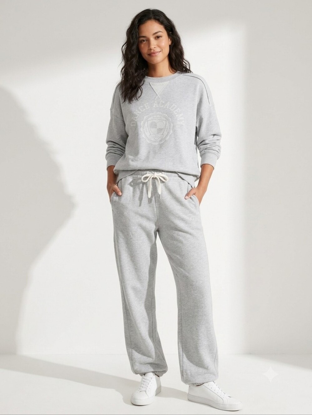 Women's Grey Drawstring Jogger Pants & Sweatshirt Set